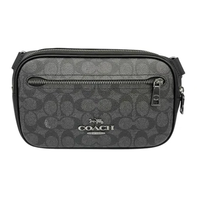 Pre-owned Coach Black Signature Line Leather Pouch Sling Bag ()