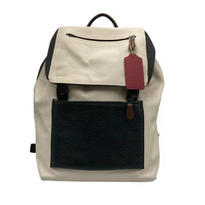 Pre-owned Coach Black White Leather Backpack () In Multi