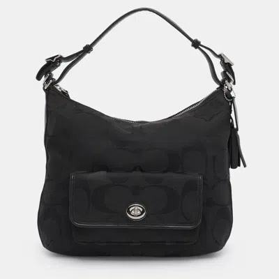 Coach Black/grey Canvas And Leather Legacy Courtenay Hobo