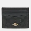 Coach Black/grey Signature Coated Canvas And Leather Card Holder In Black