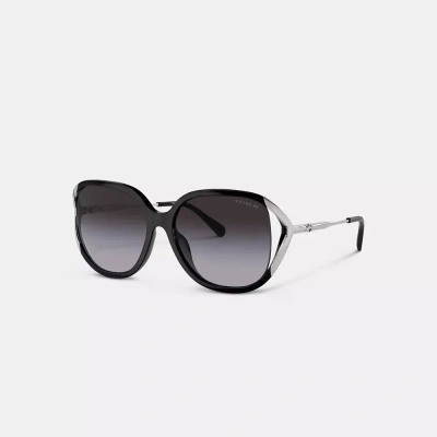 Coach Bandit Oversized Square Sunglasses In Black/silver