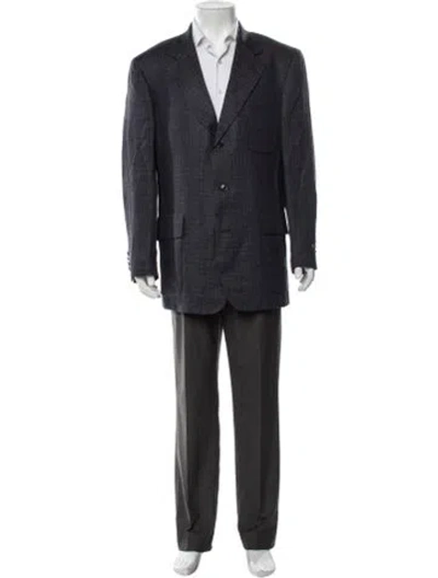 Pre-owned Coach Blazer Plaid Print Jacket In Blue
