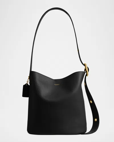 Coach Bleecker Grain Leather Bucket Bag In Black