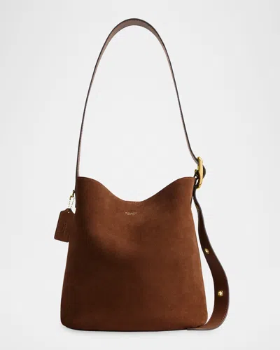 Coach Bleecker Suede Bucket Bag In Brown