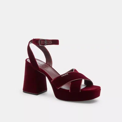 Coach Block Heel Sandal In Burgundy