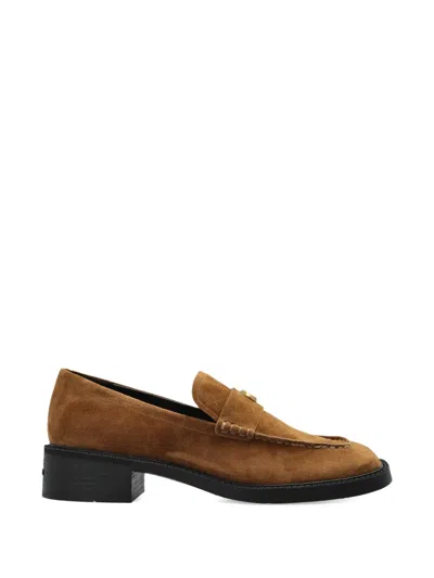 Coach Block-heel Suede Loafers In Brown