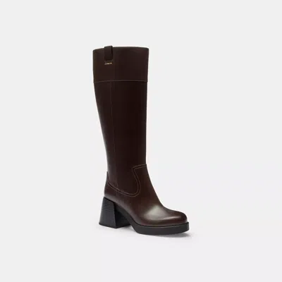 Coach Block Heel Tall Boot In Brown