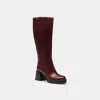 Coach Block Heel Tall Boot In Red