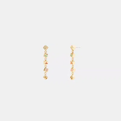 Coach Block Letters Linear Earrings In Multi