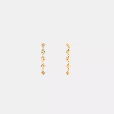 Coach Block Letters Linear Earrings In Yellow
