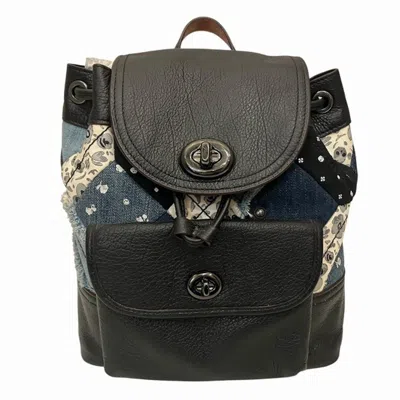 Pre-owned Coach Blue Blue Leather Backpack () In Multi