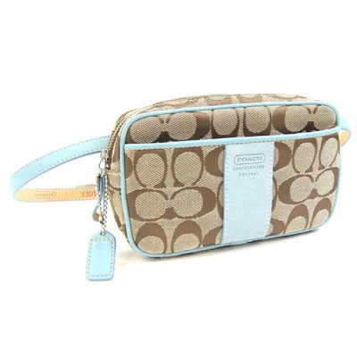 Pre-owned Coach Blue Canvas Leather Fanny Pack Pouch Sling Bag () In Multi