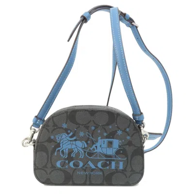 Pre-owned Coach Blue Gray Pvc Shoulder Bag () In Blue, Gray
