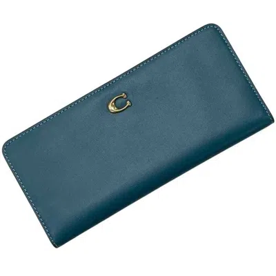 Pre-owned Coach Blue Green Leather Long Wallet (bi-fold) ()