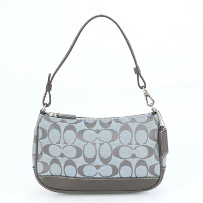 Pre-owned Coach Blue Leather Canvas Handbag Pouch Tote Bag ()