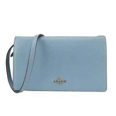 Pre-owned Coach Blue Leather Chain/shoulder Wallet ()