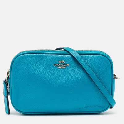 Pre-owned Coach Blue Leather Double Zip Crossbody Bag