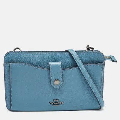 Pre-owned Coach Blue Leather Noa Pop Up Crossbody Bag