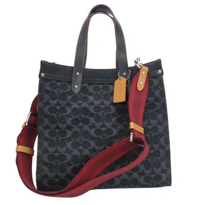 Pre-owned Coach Blue Leather Tote Bag () In Black