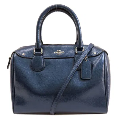 Pre-owned Coach Blue Metallic Leather Handbag () In Multi