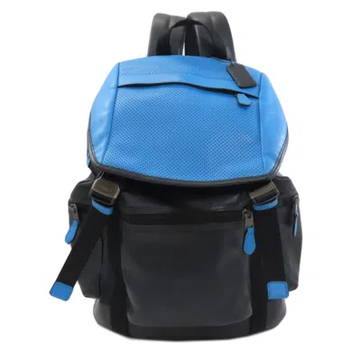 Pre-owned Coach Blue Navy Leather Backpack () In Blue, Navy