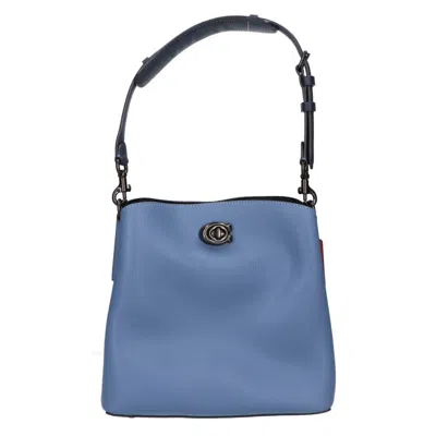 Pre-owned Coach Blue Navy Leather Handbag () In Multi