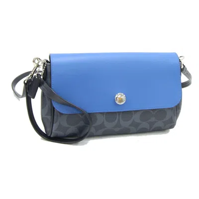 Pre-owned Coach Blue Navy Pvc Leather Shoulder Bag () In Multi