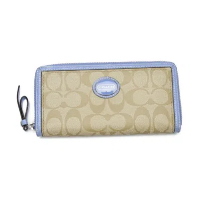 Pre-owned Coach Blue Pvc Long Wallet (bi-fold) () In Multi