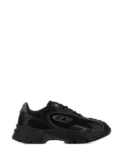 Coach Black Mesh And Leather Bolt Sneakers In Multi