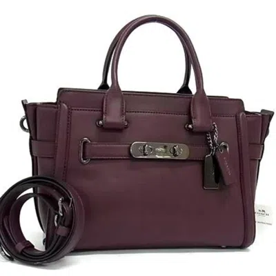 Pre-owned Coach Bordeaux Leather Handbag Shoulder Bag Tote Bag ()