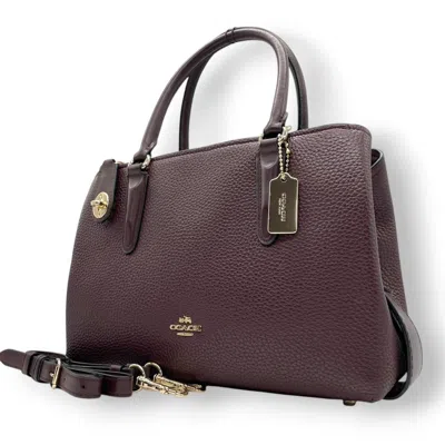 Pre-owned Coach Bordeaux Purple Leather Handbag Shoulder Bag ()