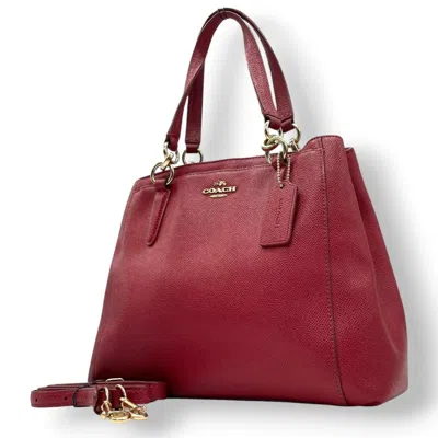 Pre-owned Coach Bordeaux Red Color Leather Handbag Shoulder Bag Tote Bag () In Burgundy
