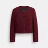 Coach Boucle Cardigan Jacket In Red