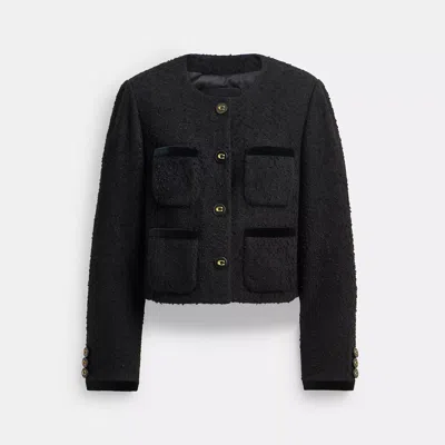 Coach Boucle Jacket In Black