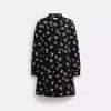 Coach Bow Print Silk Dress In Black