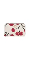 Coach Box Program Cherry Print Small Zip Around Wallet B4/chalk Multi In Multi
