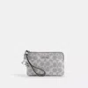 Coach Boxed Corner Zip Wristlet In Signature Canvas With Charms In Gray