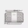 Coach Boxed Long Zip Around Wallet In Signature Canvas In Gray