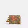 COACH BOXED MINI WALLET ON A CHAIN IN SIGNATURE CANVAS WITH FLORAL PRINT