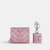 Coach Boxed Snap Wallet And Picture Frame Charm In Signature Canvas In Pink