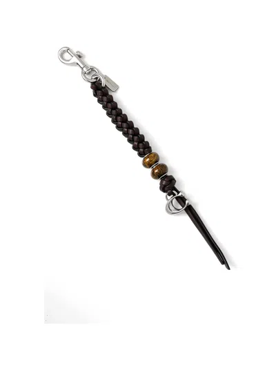 Coach Braided Beaded Keyring In Brown