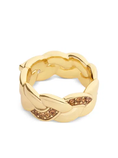 Coach Braided Embellished Ring In Gold