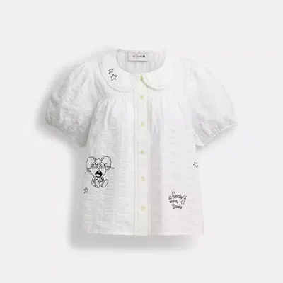 Coach Brain Dead Embroidered Button Up Blouse In White