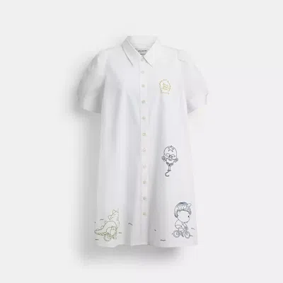 Coach Brain Dead Embroidered Shirt Dress In White