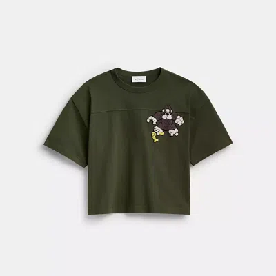 Coach Brain Dead Football Cropped T-shirt In Green