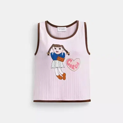 Coach Brain Dead Graphic Pointelle Tank Top In Pink