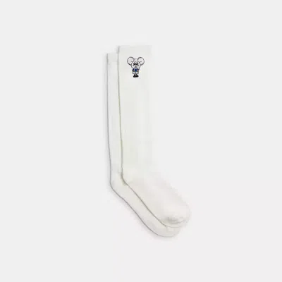 Coach Brain Dead Kachi Mouse Patch Lace Socks In White