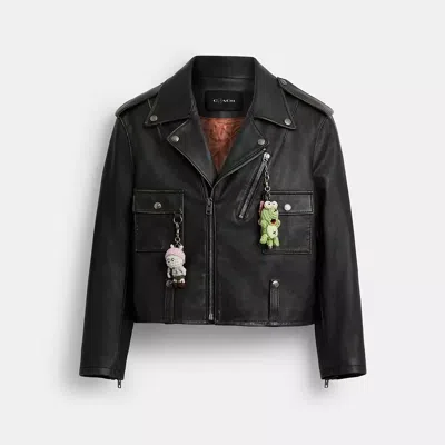 Coach Brain Dead Leather Biker Jacket In Black