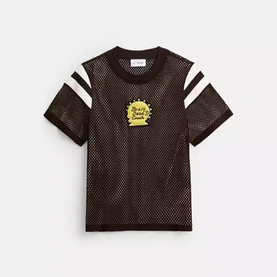 Coach Brain Dead Mesh Football T-shirt In Brown