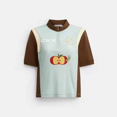 Coach Brain Dead Mesh Quarter Zip Top In Green
